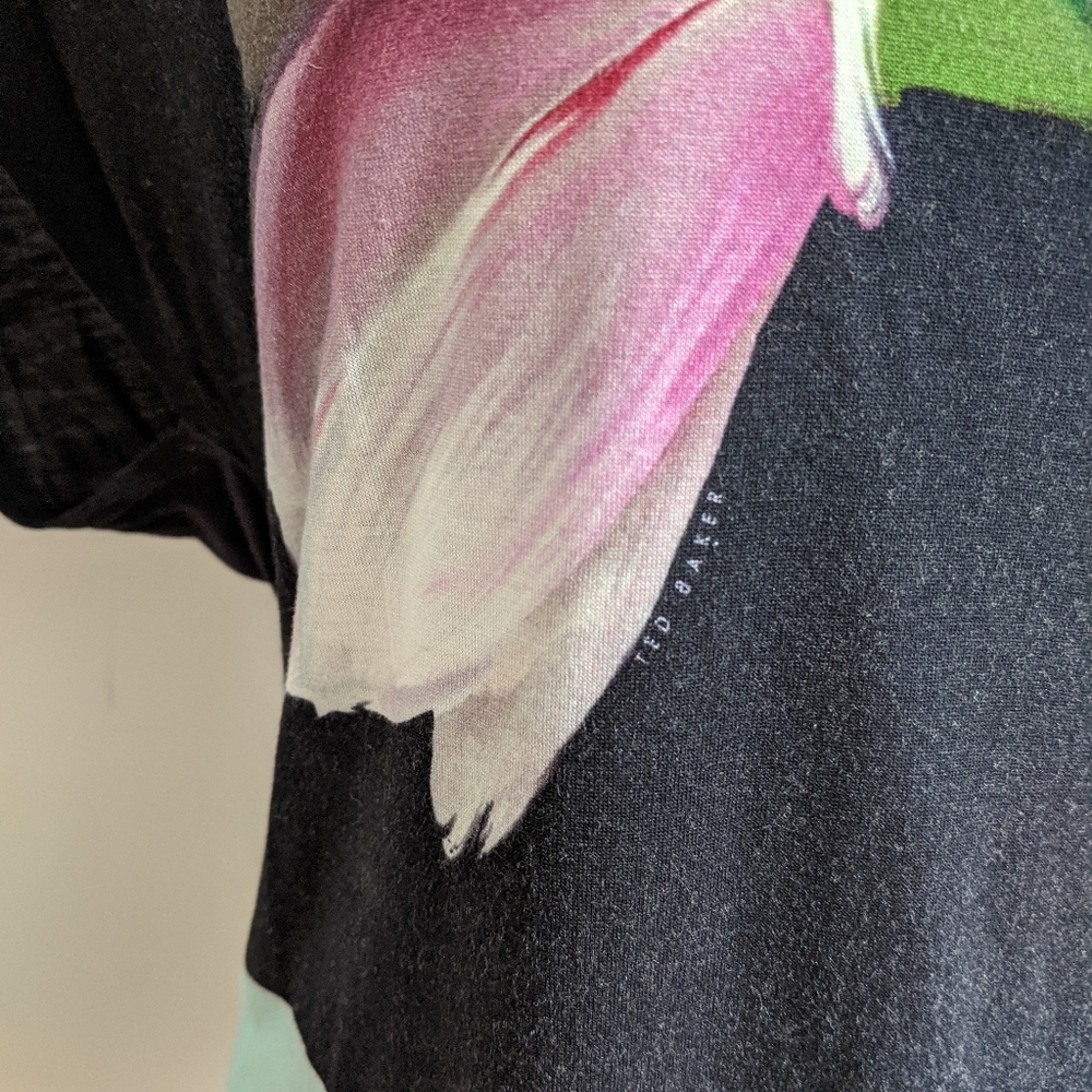 Ted Baker London Black Floral Short Sleeve Tee - Picture 4 of 8